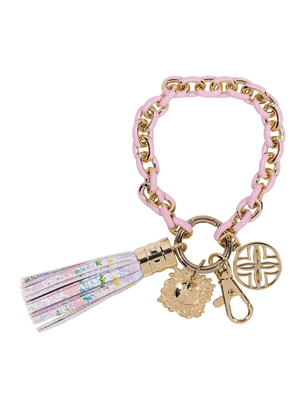 Lilly Pulitzer Pink and Gold Chain Tassel Keychain New